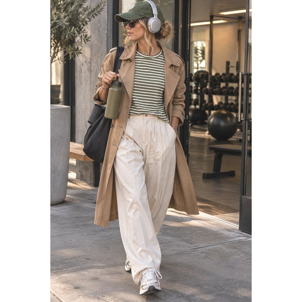 Madewell Striped Muscle Tee Olive Green White Crew Neck NR247 Summer 2024 Small
